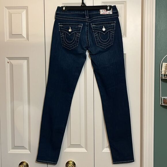 True Religion Disco Julie Big T Dark Denim Sequins Horseshoe Embellished Jeans - Picture 6 of 15